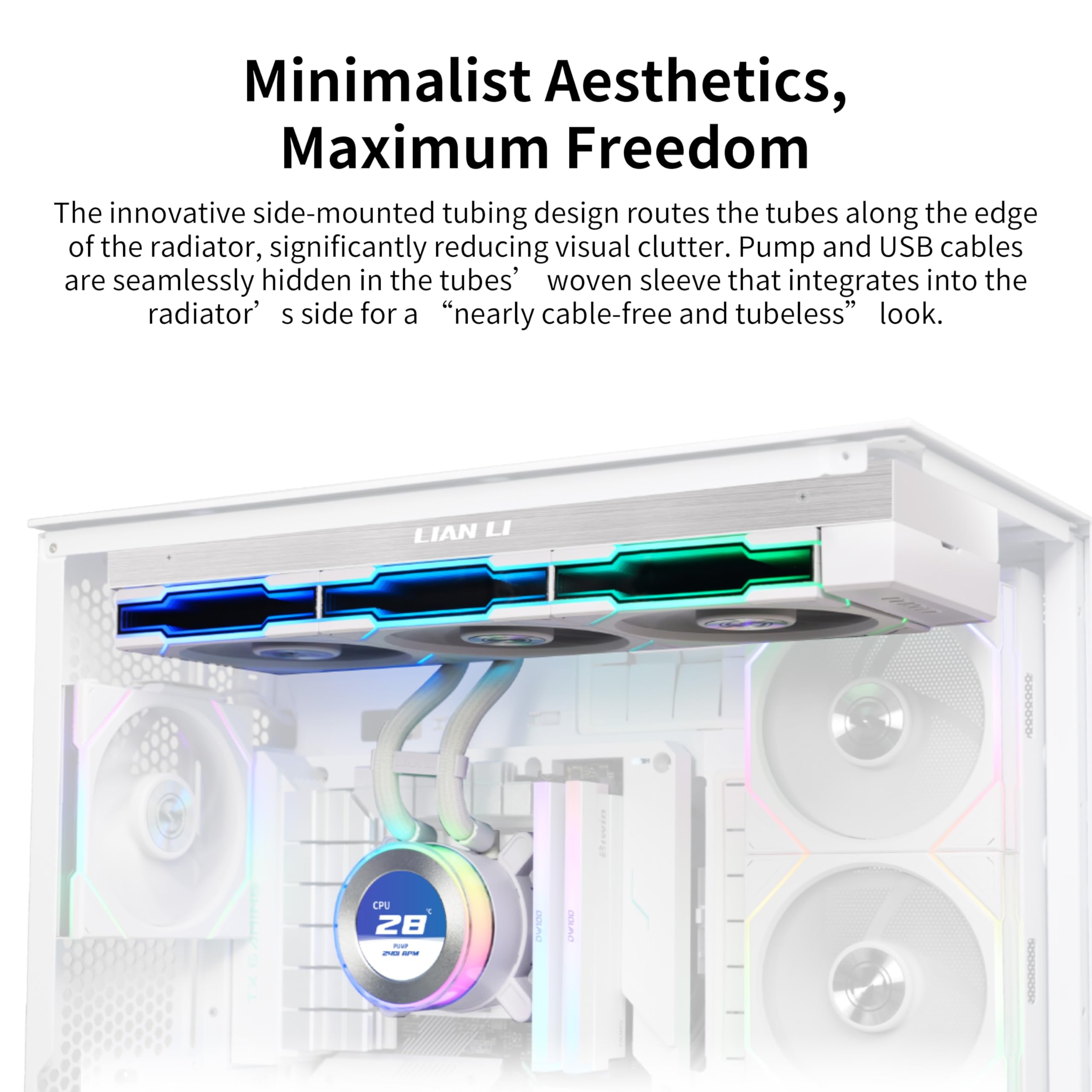 Lian Li Hydroshift II-C 360 Liquid CPU Cooler - Flexible Slide-Tube Clamp Coolant Pathway - 2.1” IPS LCD Screen - 3 Control Mode - Fits Most PC Fans - LGA 1851/1700, AMD AM5/AM4 - Black (HS2LCD36B) - Image 6