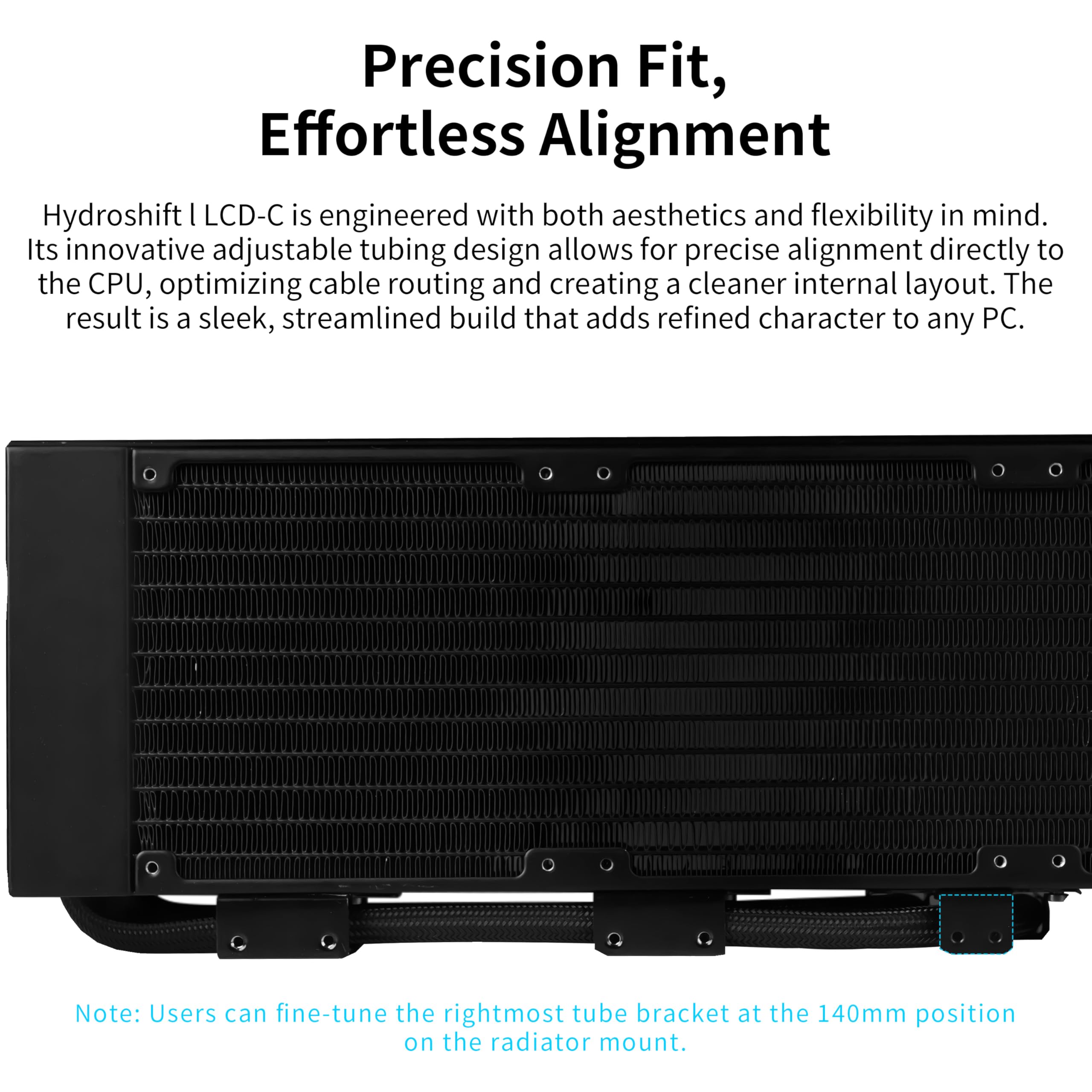 Lian Li Hydroshift II-C 360 Liquid CPU Cooler - Flexible Slide-Tube Clamp Coolant Pathway - 2.1” IPS LCD Screen - 3 Control Mode - Fits Most PC Fans - LGA 1851/1700, AMD AM5/AM4 - Black (HS2LCD36B) - Image 7