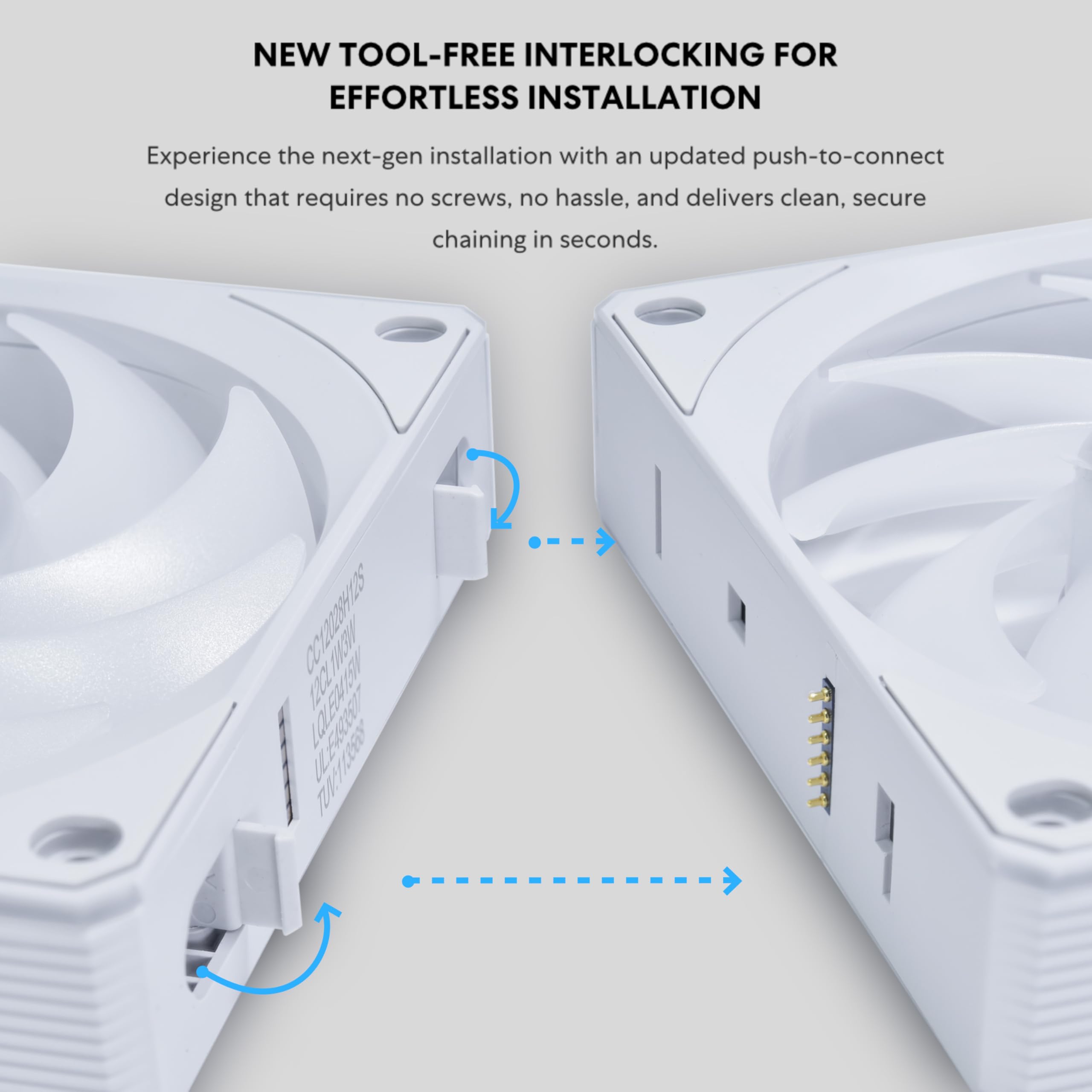 Lian Li UNI Fan CL120 ARGB 120mm PWM Fans - Triple Pack - 2.4 GHz Wireless Signal RGB & PC Case Fans Control - Daisy-Chain - Dual Light Zones - FDB - Controller Included & Required - White (12CL1W3W) - Image 4