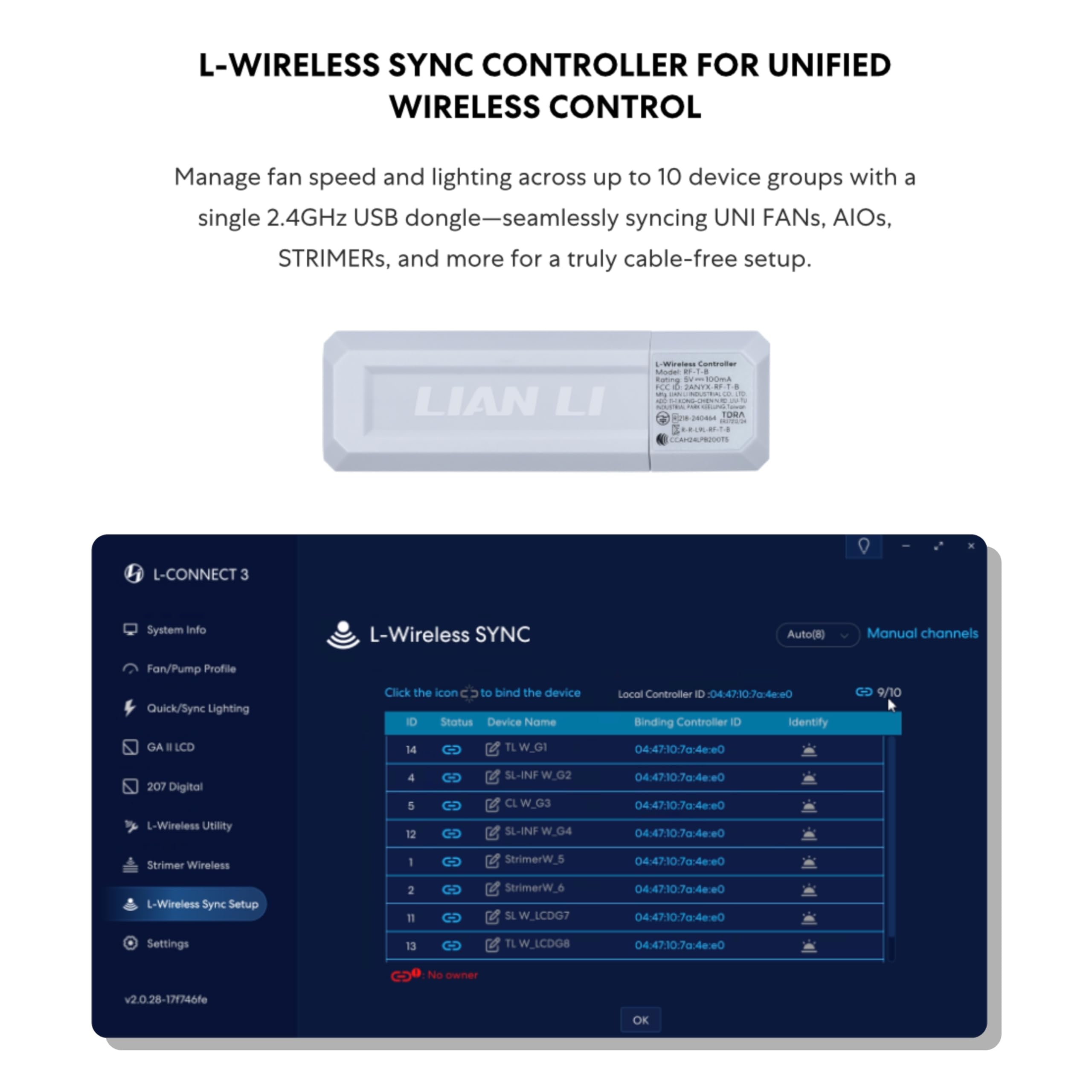 Lian Li UNI Fan CL120 ARGB 120mm PWM Fans - Triple Pack - 2.4 GHz Wireless Signal RGB & PC Case Fans Control - Daisy-Chain - Dual Light Zones - FDB - Controller Included & Required - White (12CL1W3W) - Image 7