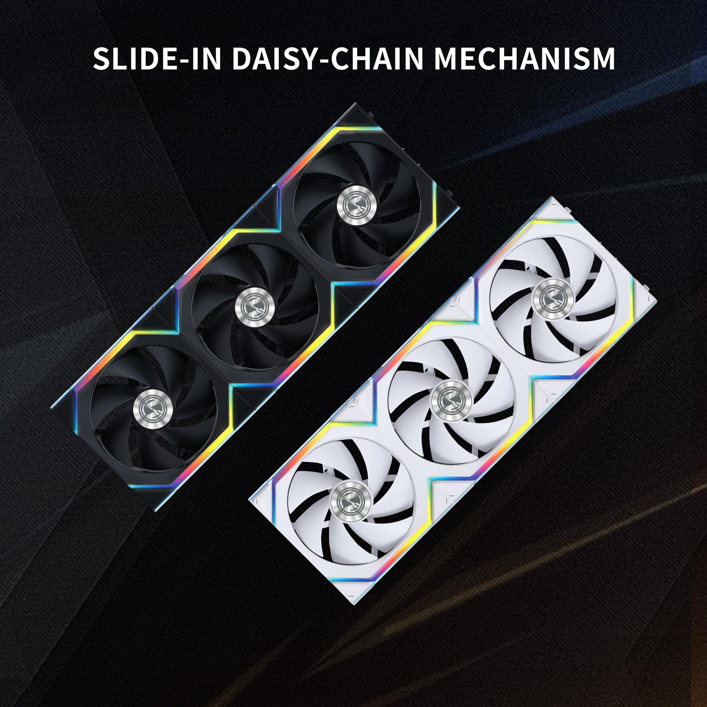 Lian Li UNI Fan SL Wireless 120mm ARGB Fan - Triple Pack - 2.4 GHz Wireless Signal for RGB & Fans Control - Customizable Lighting Effects - Controller Included & Required - Black (12SL1W3B) - Image 3