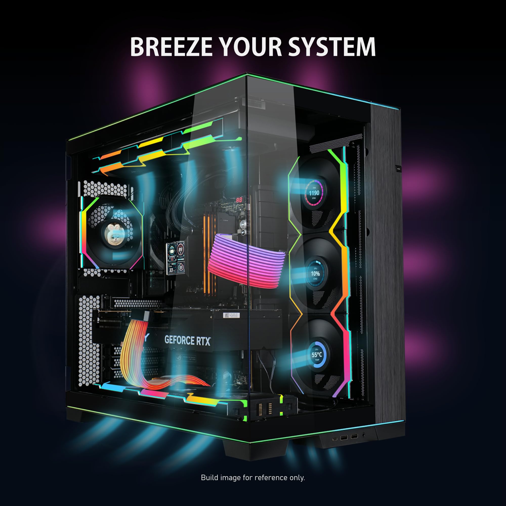 Lian Li UNI Fan SL Wireless 120mm ARGB Fan - Triple Pack - 2.4 GHz Wireless Signal for RGB & Fans Control - Customizable Lighting Effects - Controller Included & Required - Black (12SL1W3B) - Image 5