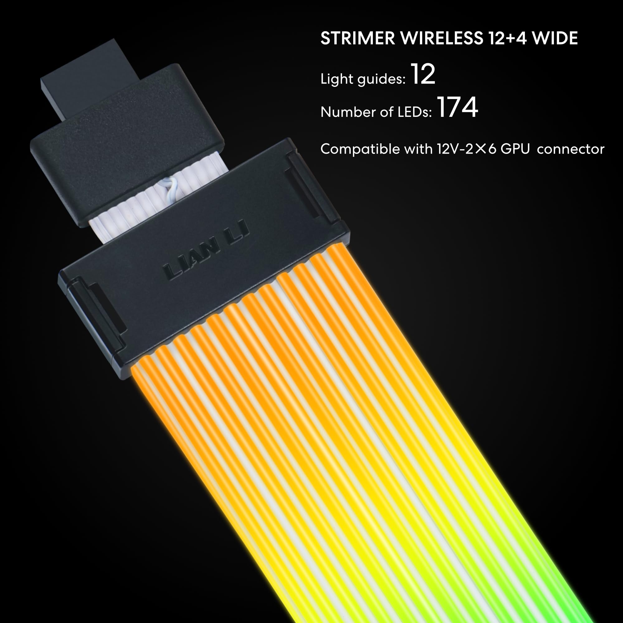 Strimer Wireless 16-Pin GPU RGB Power Extension Cable, 2.4GHz Wireless Lighting Control, 370mm (14.56 in) 12 Light Guides, Controller Required (Not Included) (PW16-121W) - Image 4