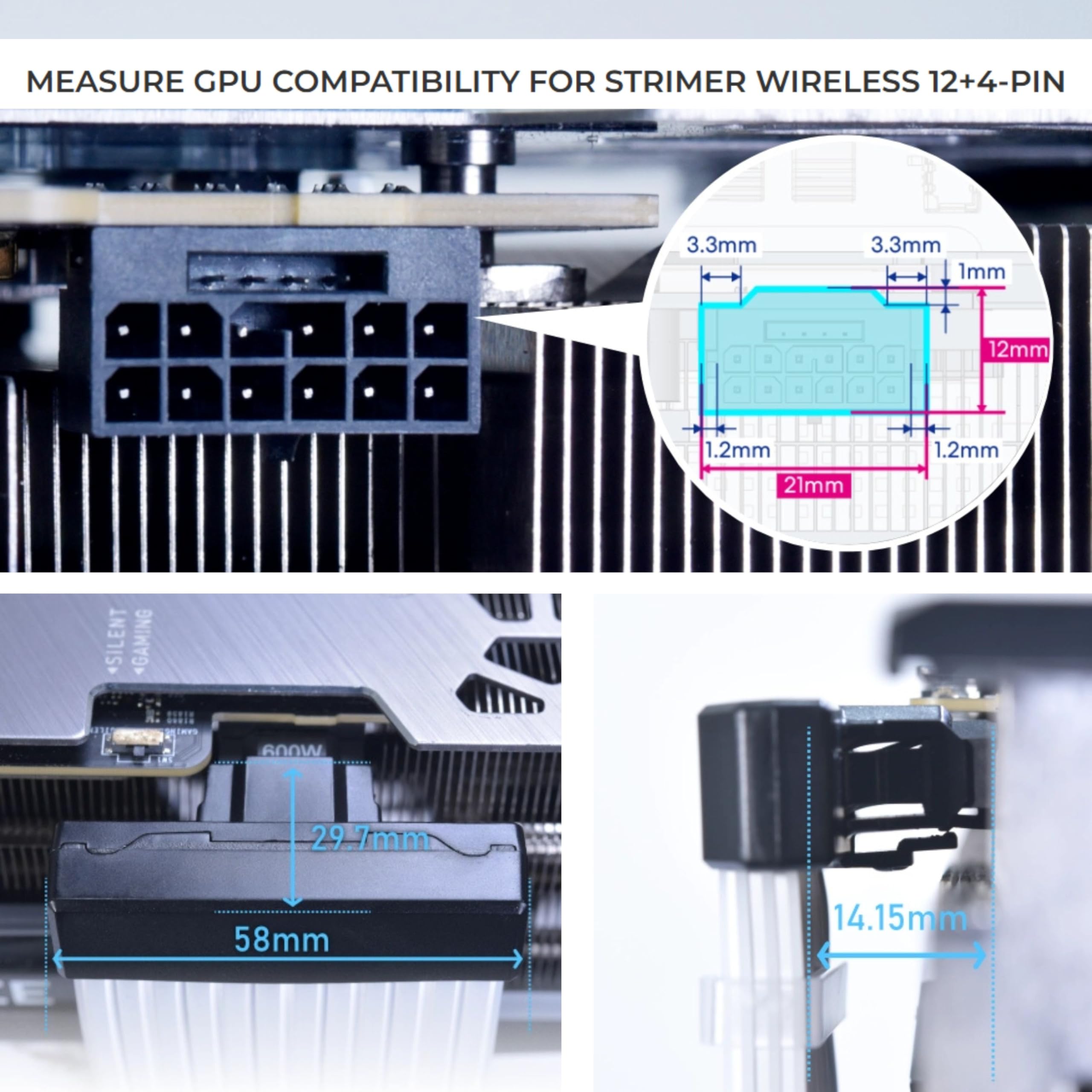 Strimer Wireless 16-Pin GPU RGB Power Extension Cable, 2.4GHz Wireless Lighting Control, 370mm (14.56 in) 12 Light Guides, Controller Required (Not Included) (PW16-121W) - Image 7